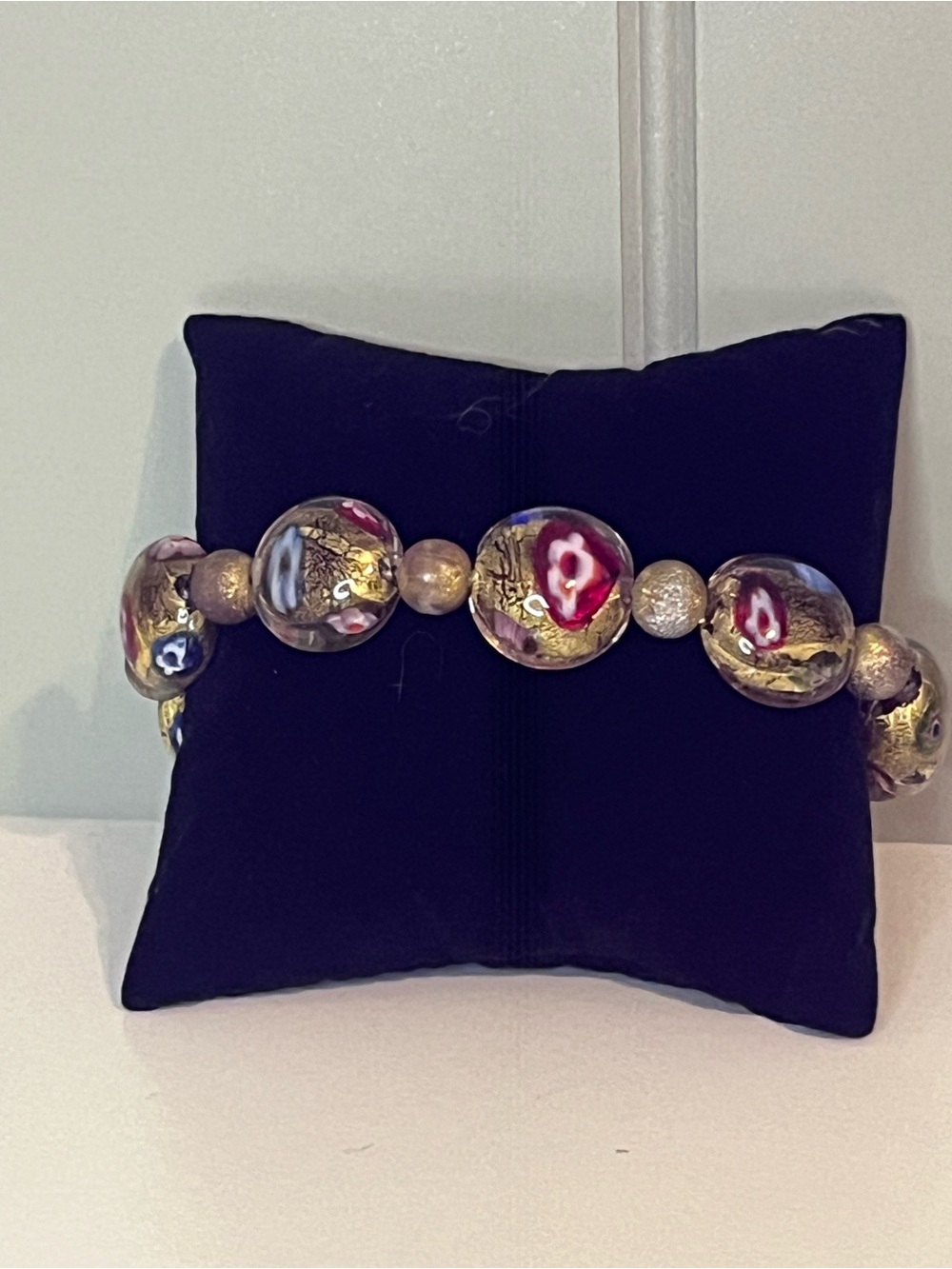 Murano-Style Art Glass Bead Stretch Bracelet